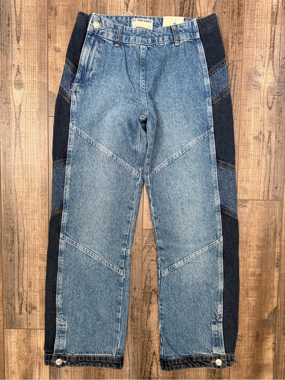 Free People We The Free Moonlit Moto Slim Boot jeans Mixed Media  27